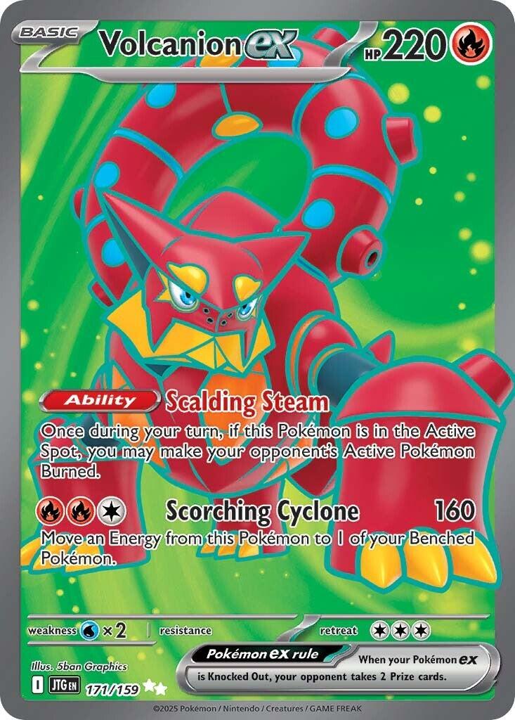 volcanion pokemon card ex - 171/159 [JTG proof acrylic case and Wilds of Eldraine Commander Color:Brass Black svc1a