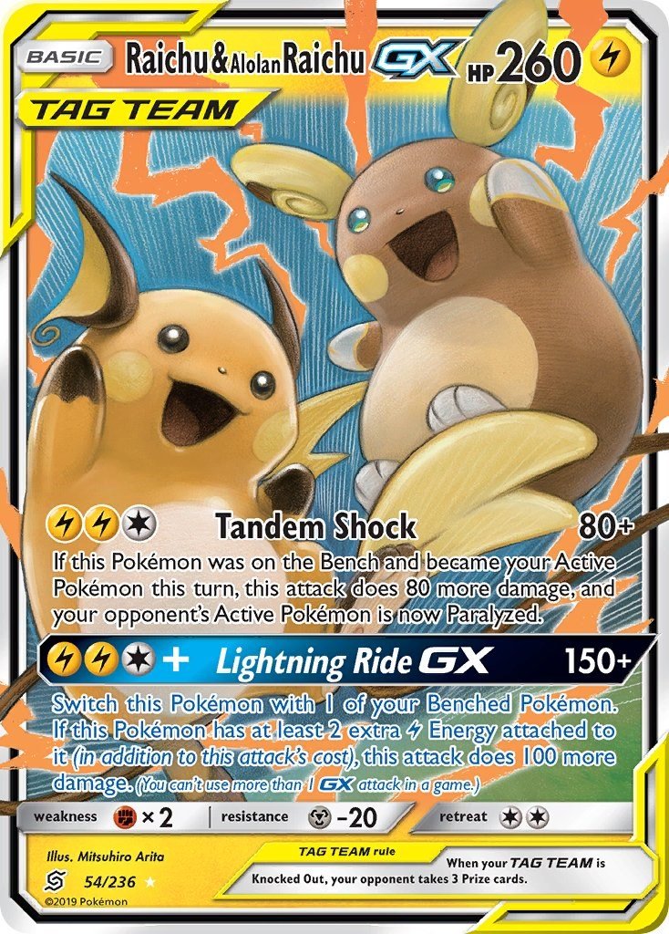 Raichu & Alolan Raichu GX [SM11 - 54/236] - Shippin Texas