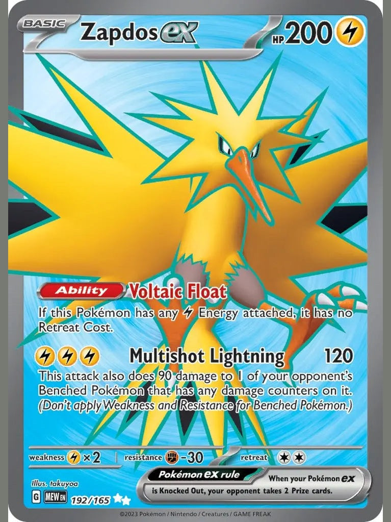 Zapdos ex - 192/165 [MEW - 192/165] SV: Scarlet & Violet 151