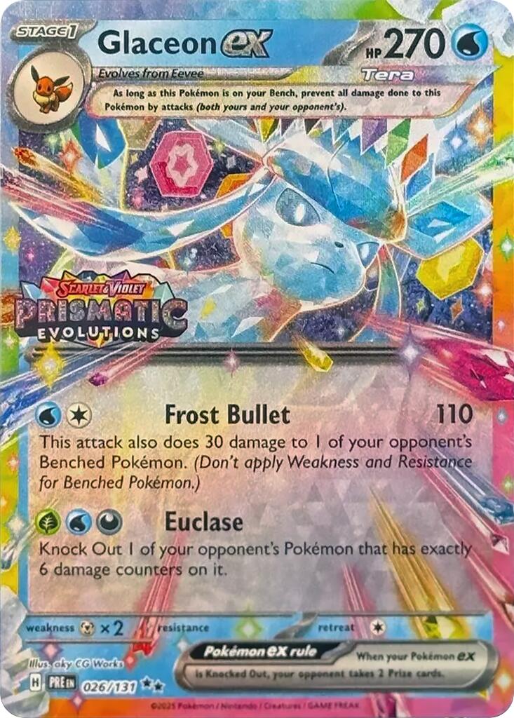 Glaceon ex - 026/131 (Prismatic Evolutions Stamp) [MCAP] - Shippin Texas