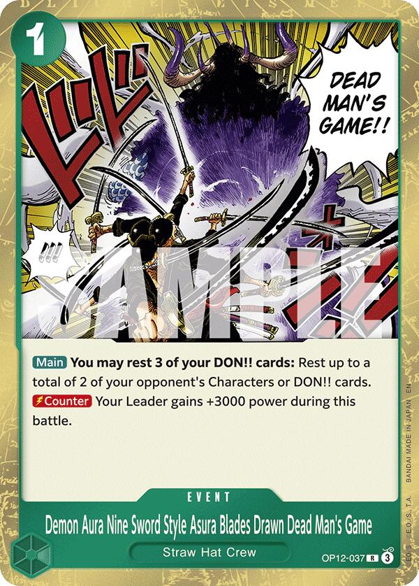 Demon Aura Nine Sword Style Asura Blades Drawn Dead Man's Game [OP12 - OP12-037] - Shippin Texas
