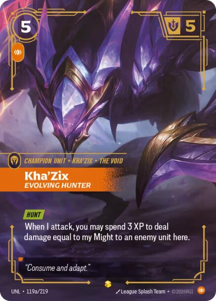 Kha'Zix, Evolving Hunter (Alternate Art) [UNL - 119a/219] - Shippin Texas