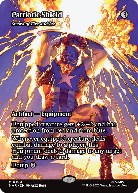 Patriotic Shield - Sword of Fire and Ice (Borderless) [MAR - 100] - Shippin Texas