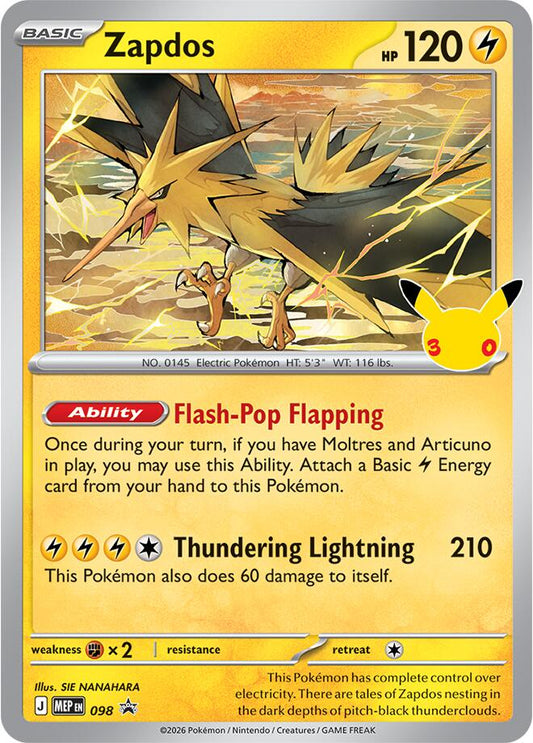Zapdos - 098 (30th Celebration) [MEP - 098] - Shippin Texas