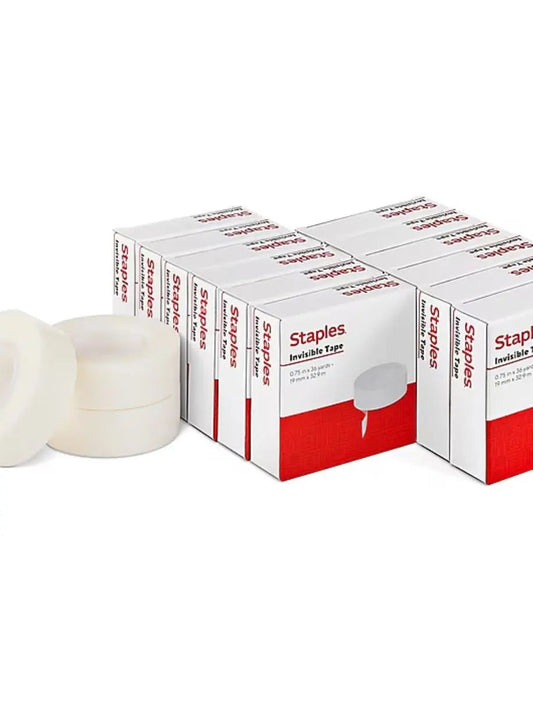 Staples® Invisible Clear Tape, 0.75" x 36 yds., 1" Core, Transparent Staples