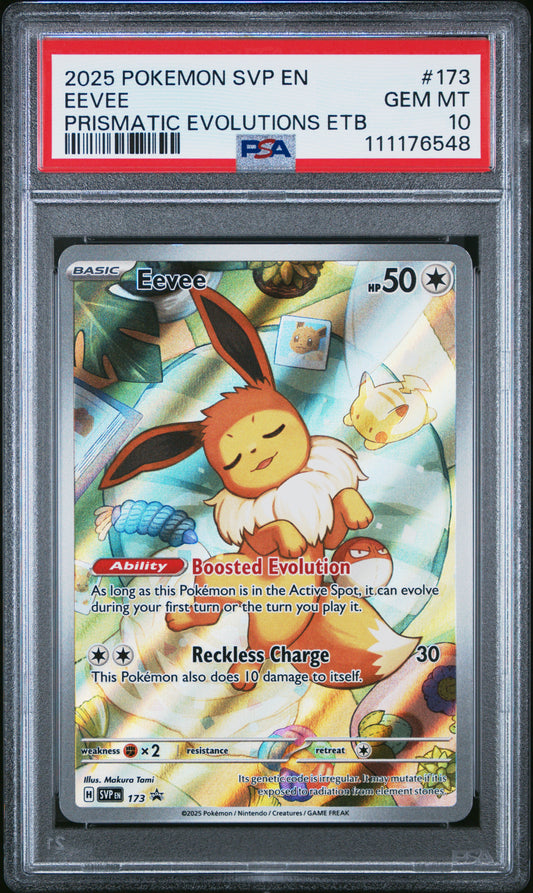 2025 POKEMON SVP EN-SV BLACK STAR PROMO | PRISMATIC EVOLUTIONS ELITE TRAINER BOX #173 EEVEE | PSA 10