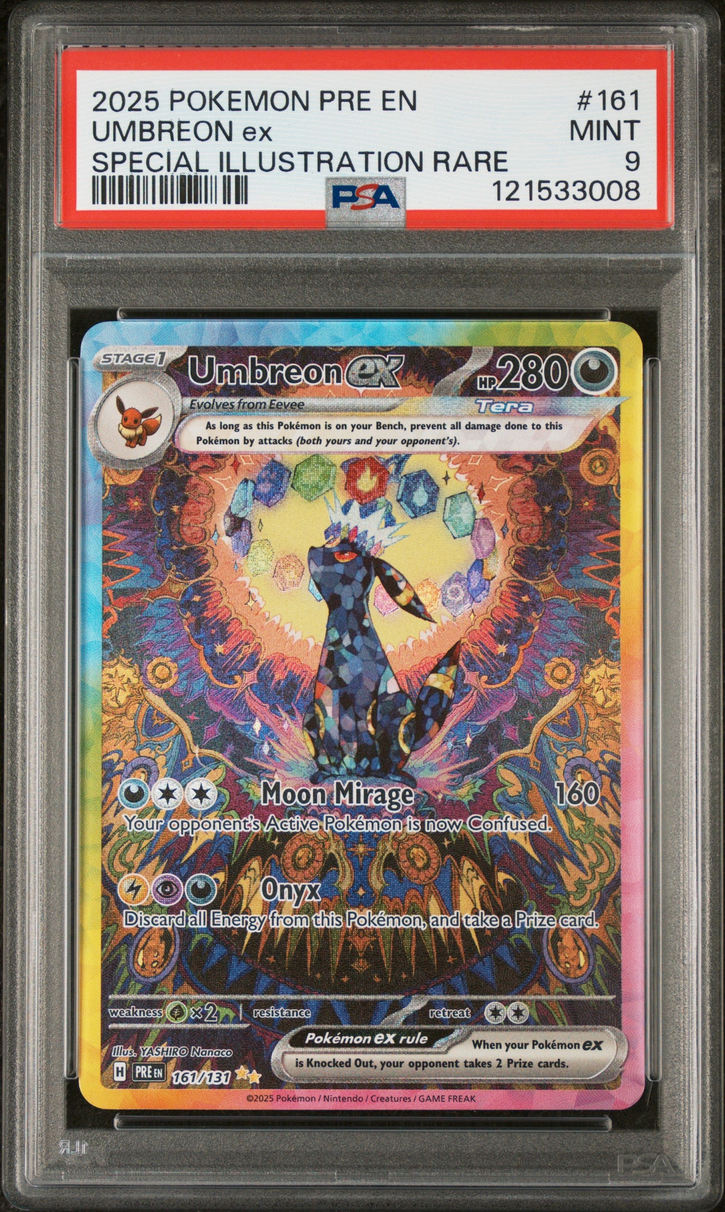 2025 POKEMON PRE EN-PRISMATIC EVOLUTIONS | SPECIAL ILLUSTRATION RARE #161 UMBREON EX | PSA 9