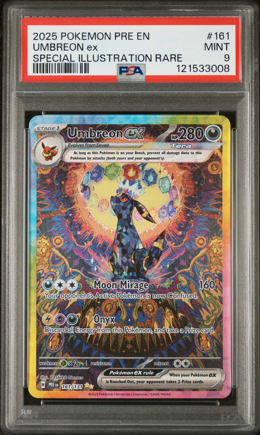 2025 POKEMON PRE EN-PRISMATIC EVOLUTIONS | SPECIAL ILLUSTRATION RARE #161 UMBREON EX | PSA 9