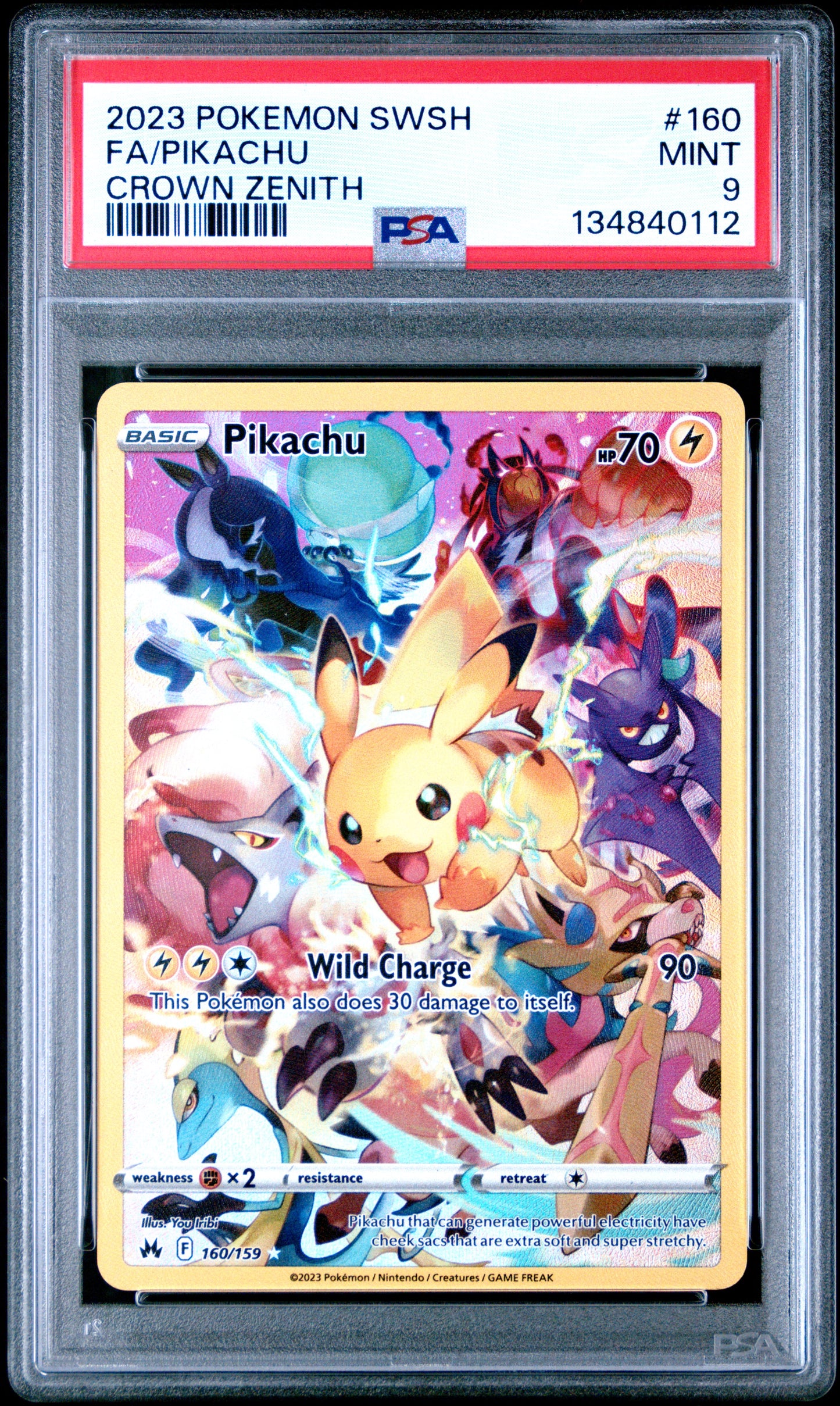 2023 POKEMON SWORD AND SHIELD CROWN ZENITH #160 FULL ART/PIKACHU | PSA 9