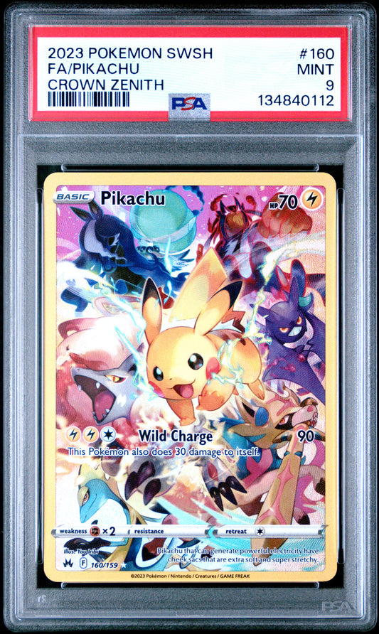 2023 POKEMON SWORD AND SHIELD CROWN ZENITH #160 FULL ART/PIKACHU | PSA 9