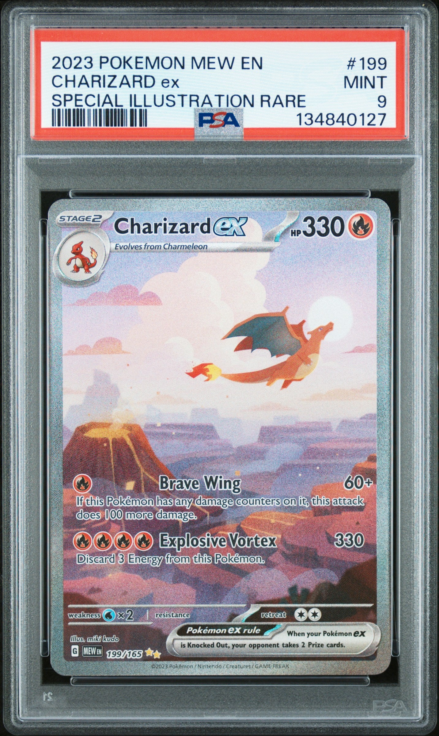 2023 POKEMON MEW EN-151 | SPECIAL ILLUSTRATION RARE #199 CHARIZARD EX | PSA 9