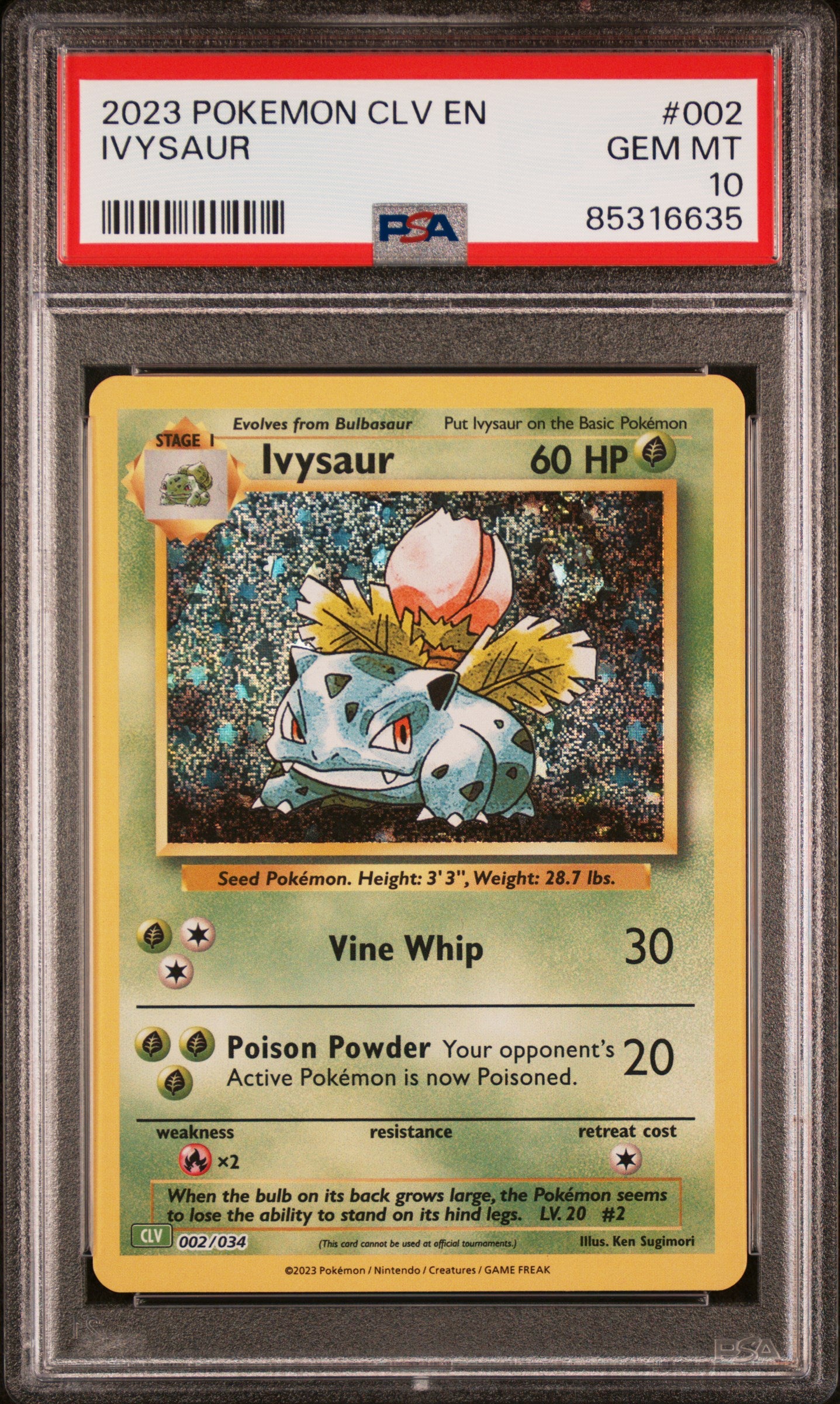 2023 POKEMON CLV-TRADING CARD GAME CLASSIC VENUSAUR & LUGIA ex DECK #002 IVYSAUR | PSA 10