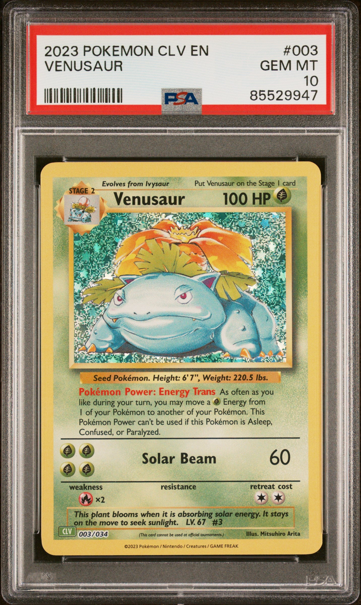 2023 POKEMON CLV-TRADING CARD GAME CLASSIC VENUSAUR & LUGIA ex DECK #003 VENUSAUR | PSA 10