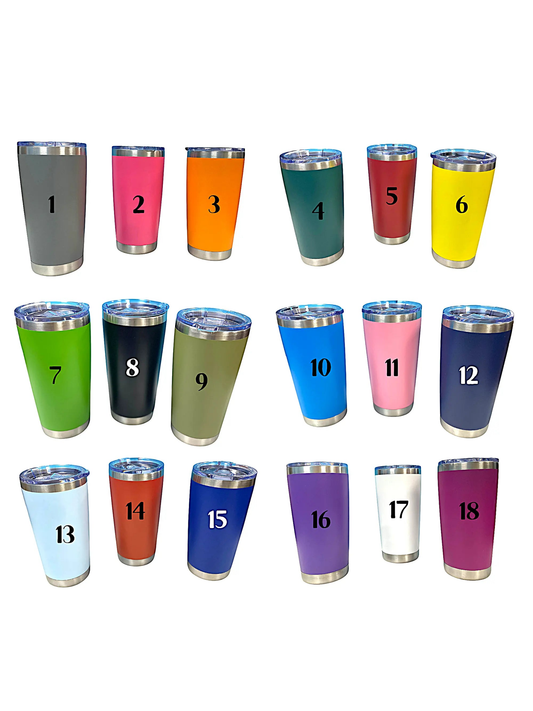 Engrave Your Style: 20oz Vibrantly Colored Powder Coated Insulated Tumbler Shippin Texas